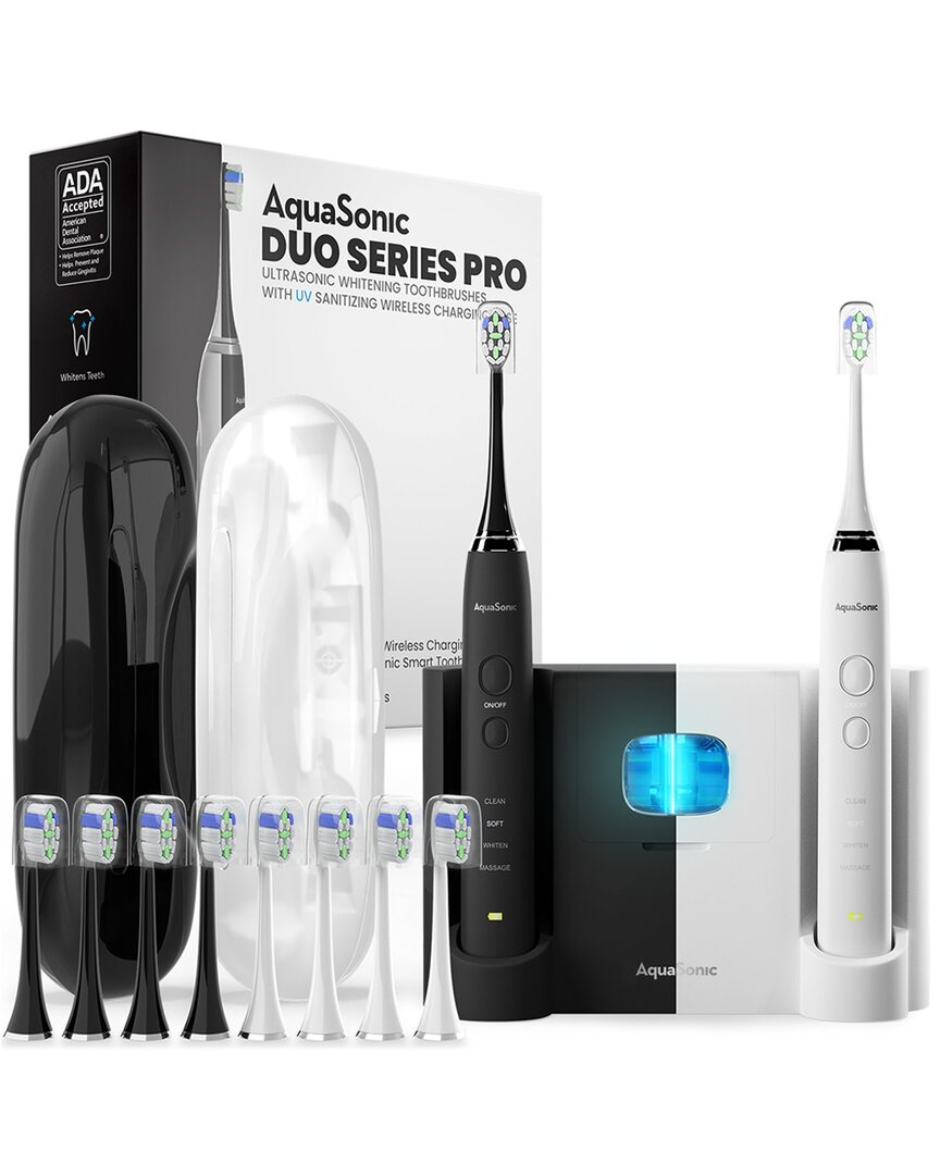 Aquasonic Duo Pro Ultra Whitening 40,000 Vpm Electric Smart Toothbrushes
