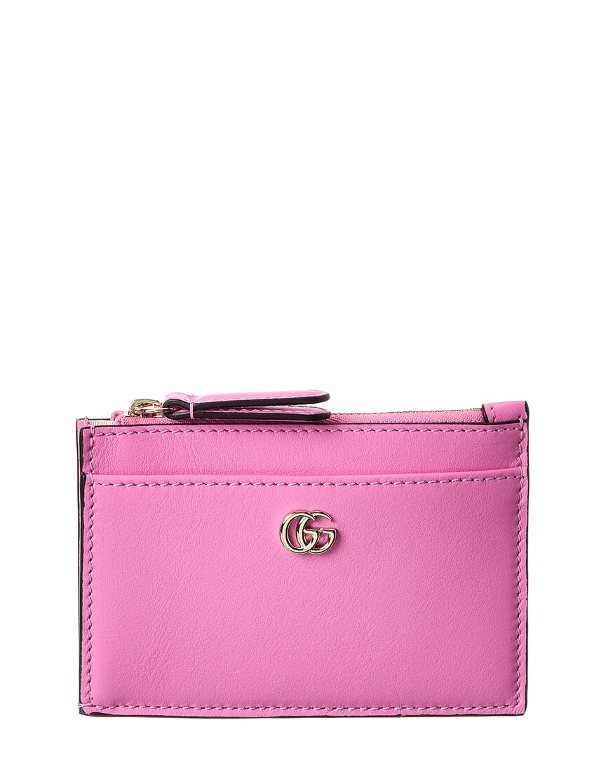 Gucci Zip Leather Key Pouch In Pink