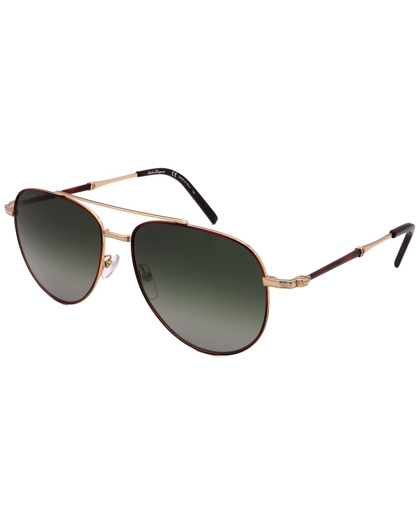 Shop Ferragamo Men's Sf226s 58mm Sunglasses In Gold