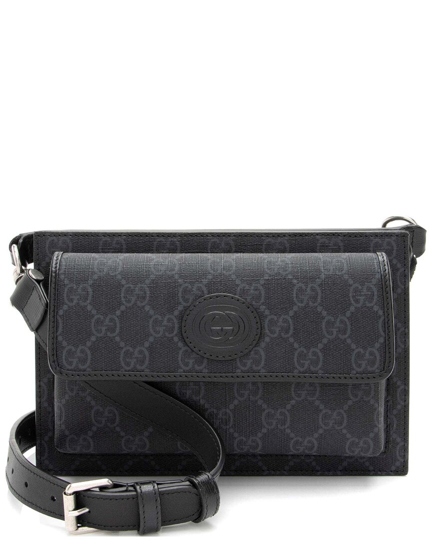 Gucci Black Gg Supreme Canvas Flap Pocket Belt Bag (authentic Pre-loved)