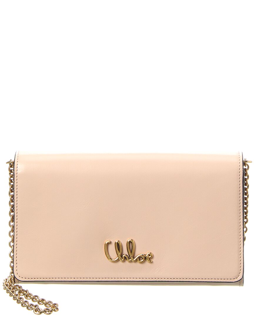 Chloé Chloe Flap Leather Wallet On Chain In Brown