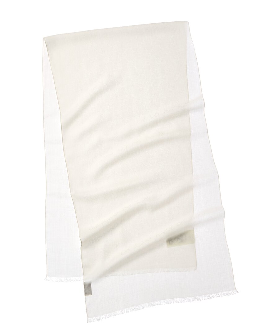 Gucci Logo Jacquard Wool & Silk-blend Scarf In White