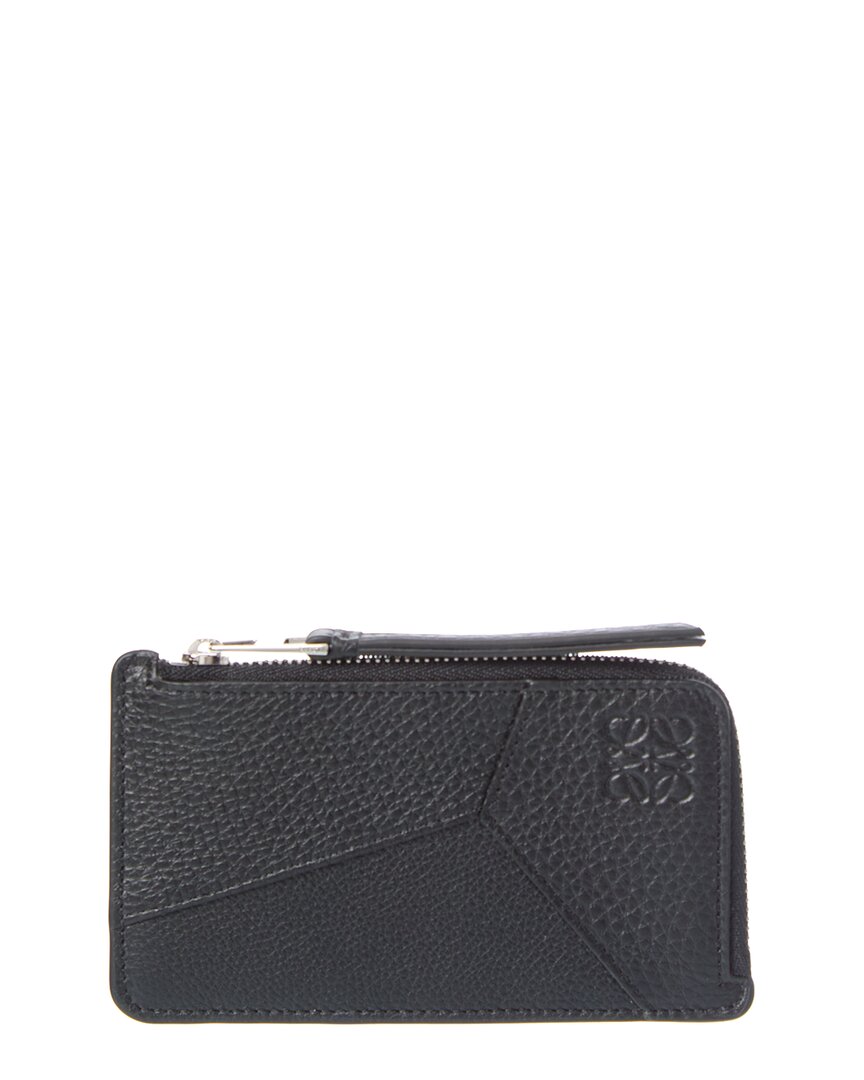 Loewe Puzzle Coin Leather Card Holder In Black