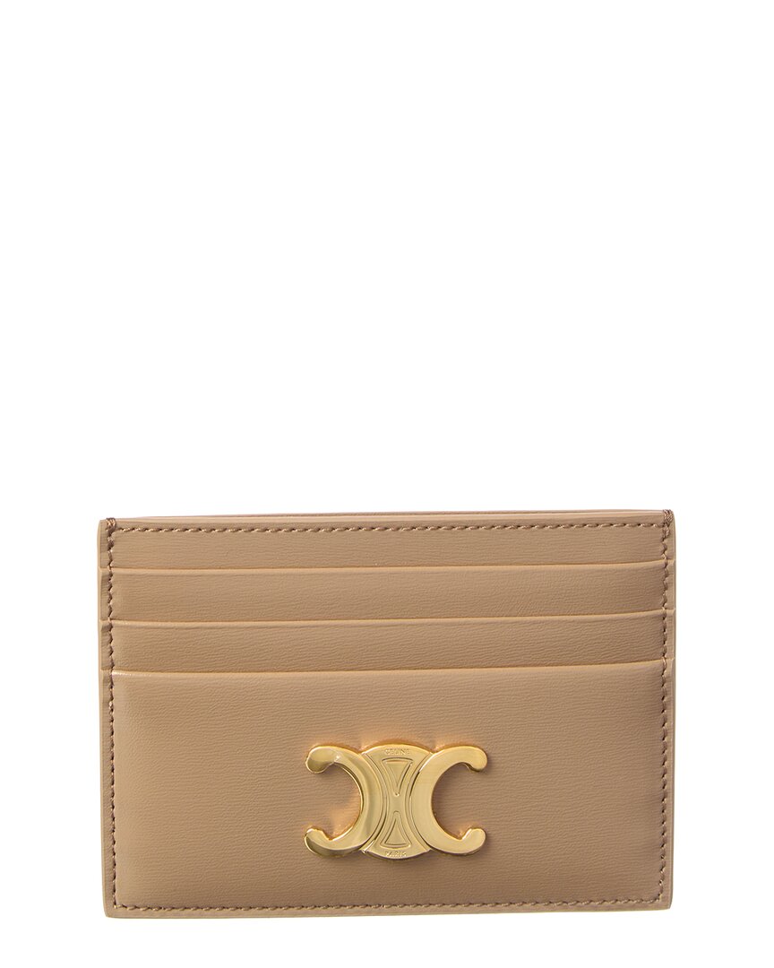 Celine Triomphe Leather Card Holder In Brown