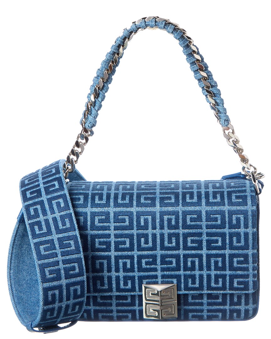 Givenchy 4g Medium Denim & Leather Crossbody In Blue