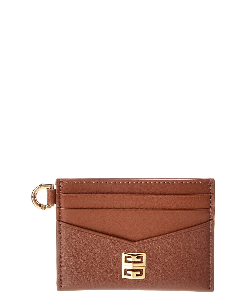 Givenchy 4g Leather Card Holder In Brown