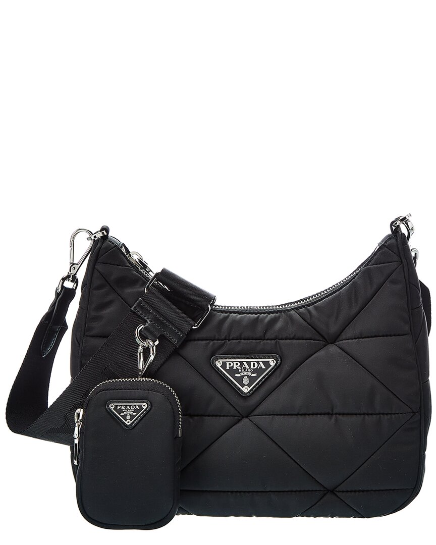 Prada Padded Nylon Shoulder Bag In Black