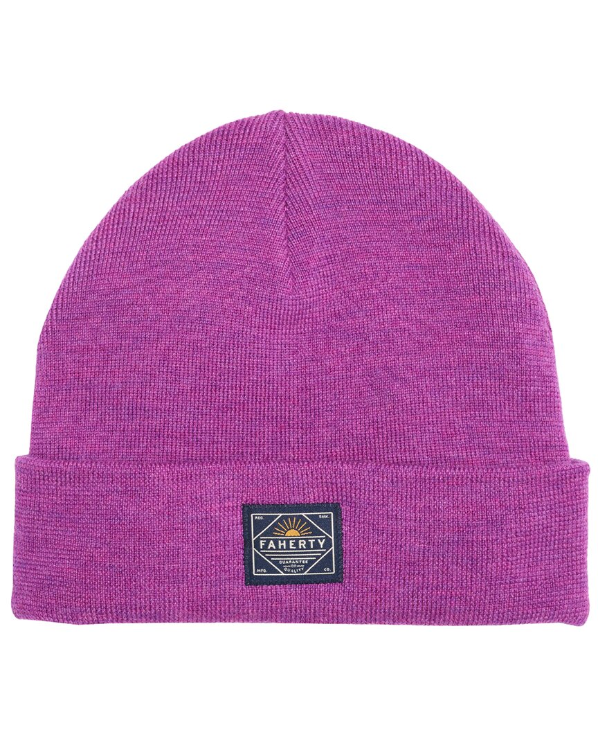 Faherty Merino Wool Workwear Beanie In Purple