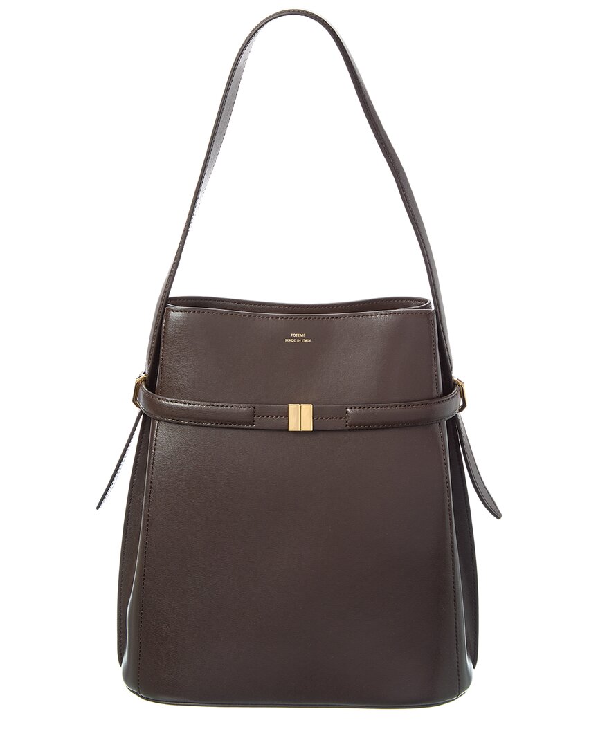 Totême Toteme Belted Leather Bucket Bag In Brown