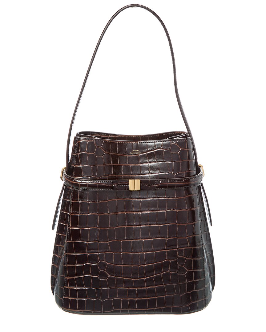 Totême Brown Crocodile-embossed Leather Bucket Bag In Brown