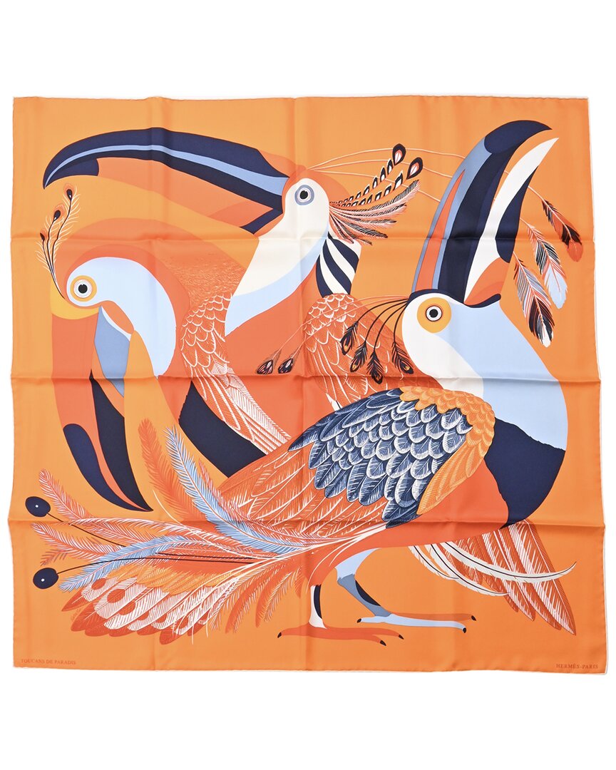 Pre-owned Hermes Hermès Toucans De Paradis Scarf (authentic Pre-loved)