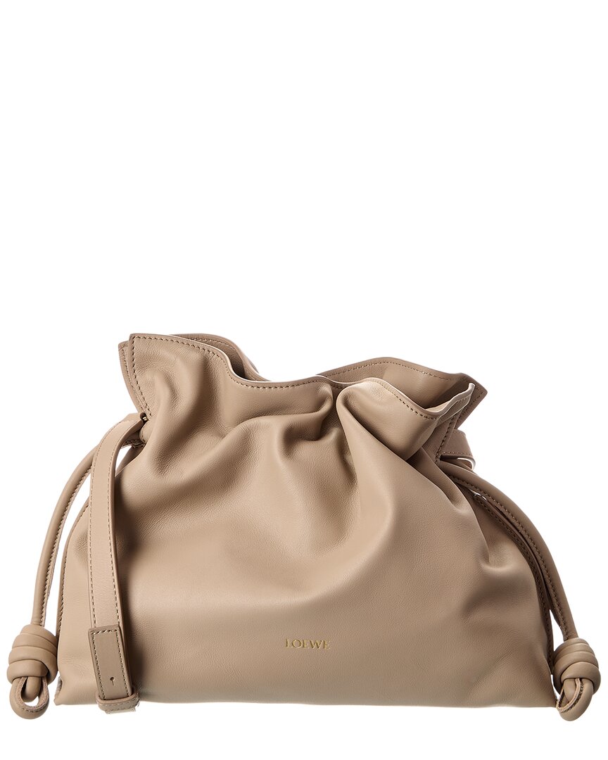 Loewe Flamenco Medium Leather Clutch In Brown