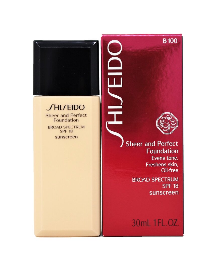 Shiseido 1oz B100 Very Deep Beige Sheer And Perfect Foundation Spf 18 In White