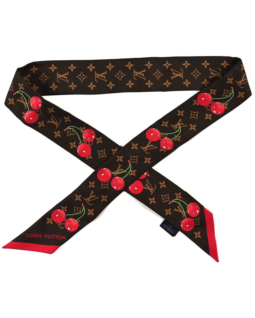 Saint Laurent Louis Vuitton Silk Monogram Cerises Bandeau (authentic Pre-loved) In Brown