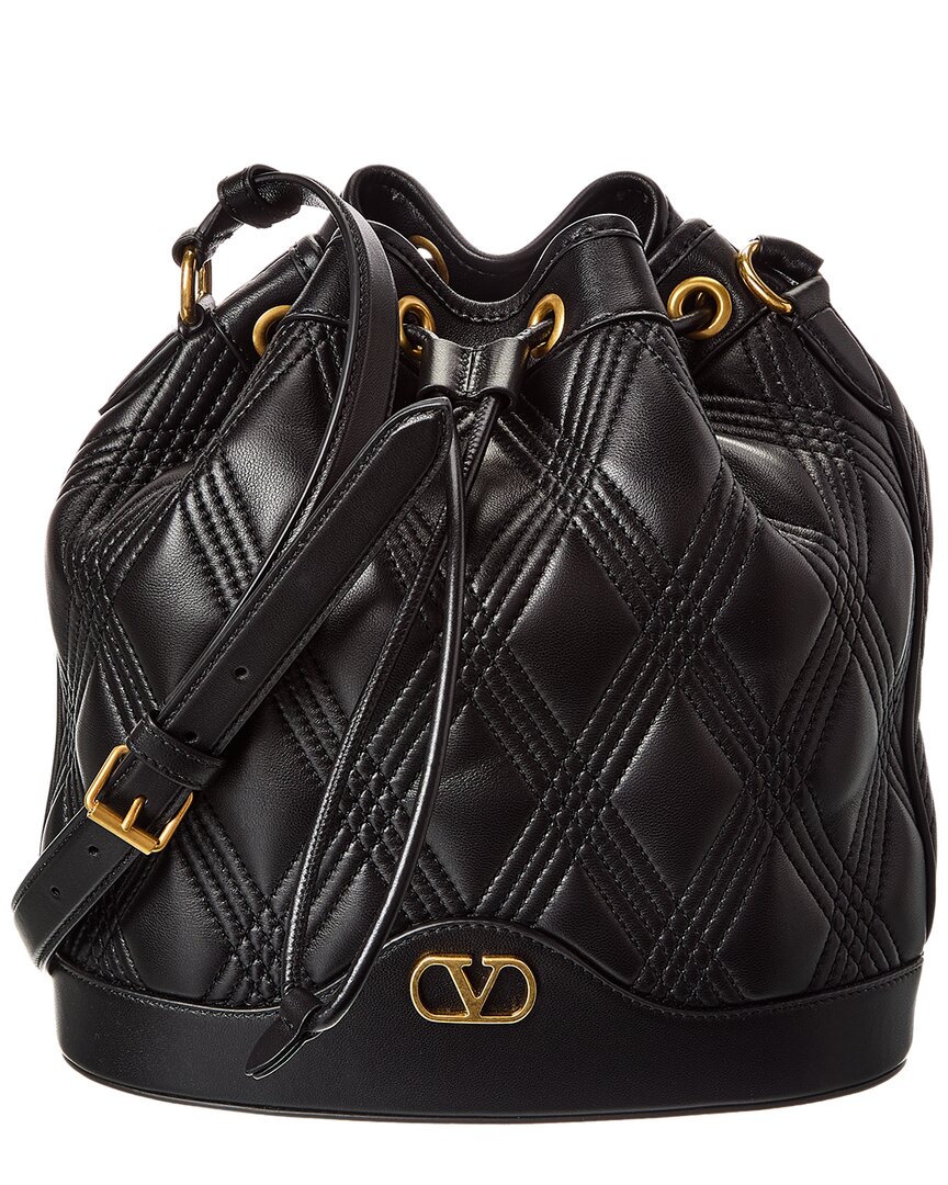 Valentino Garavani Valentino Vlogo Quilted Leather Bucket Bag In Black