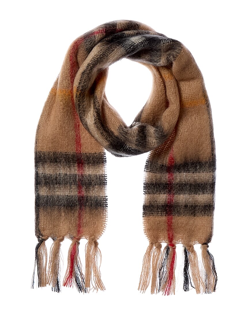 Burberry Check Mohair & Wool-blend Scarf In Brown