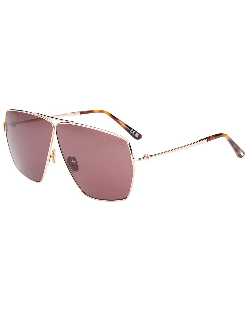 Tom Ford Stella Brown Pilot Ladies Sunglasses Ft1185 28e 67 In Gold