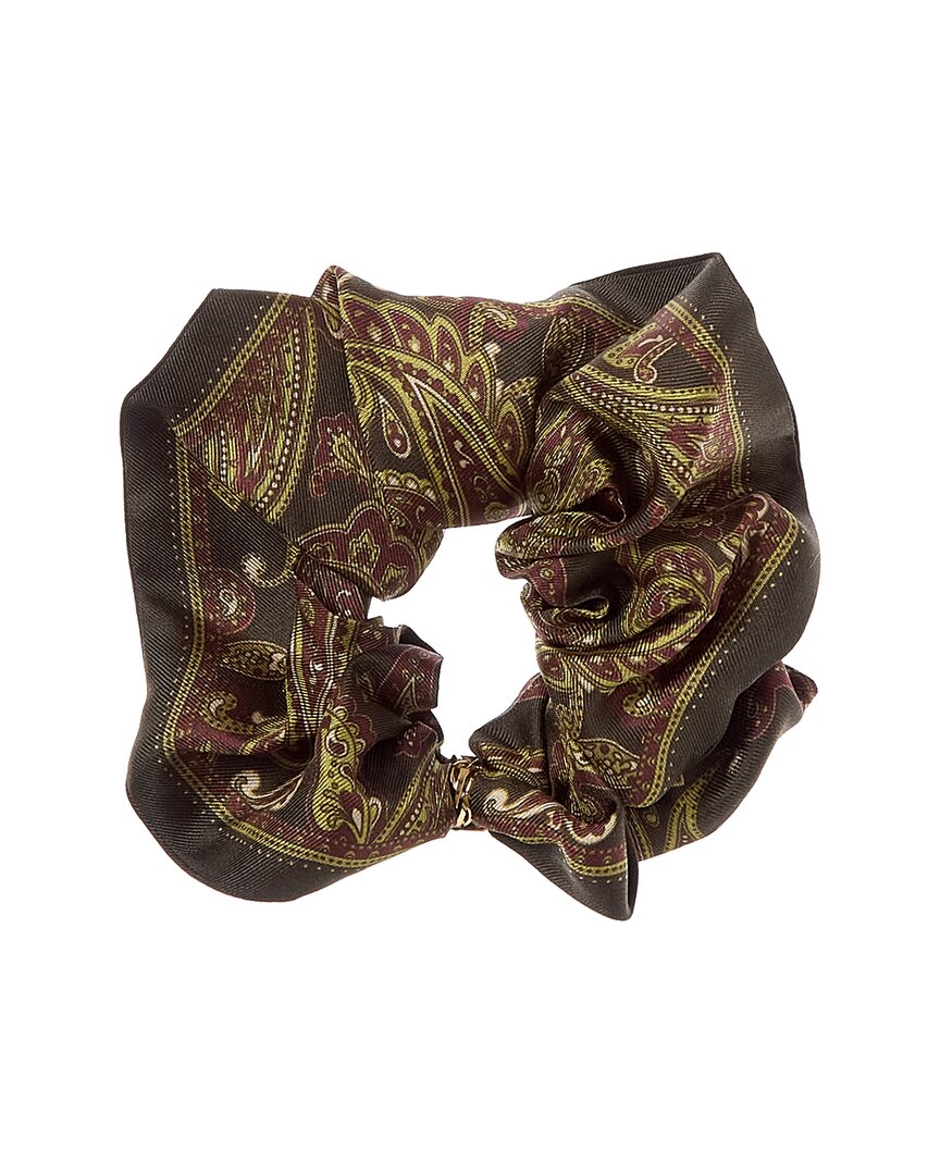 Saint Laurent Cassandra Silk Scrunchie In Brown