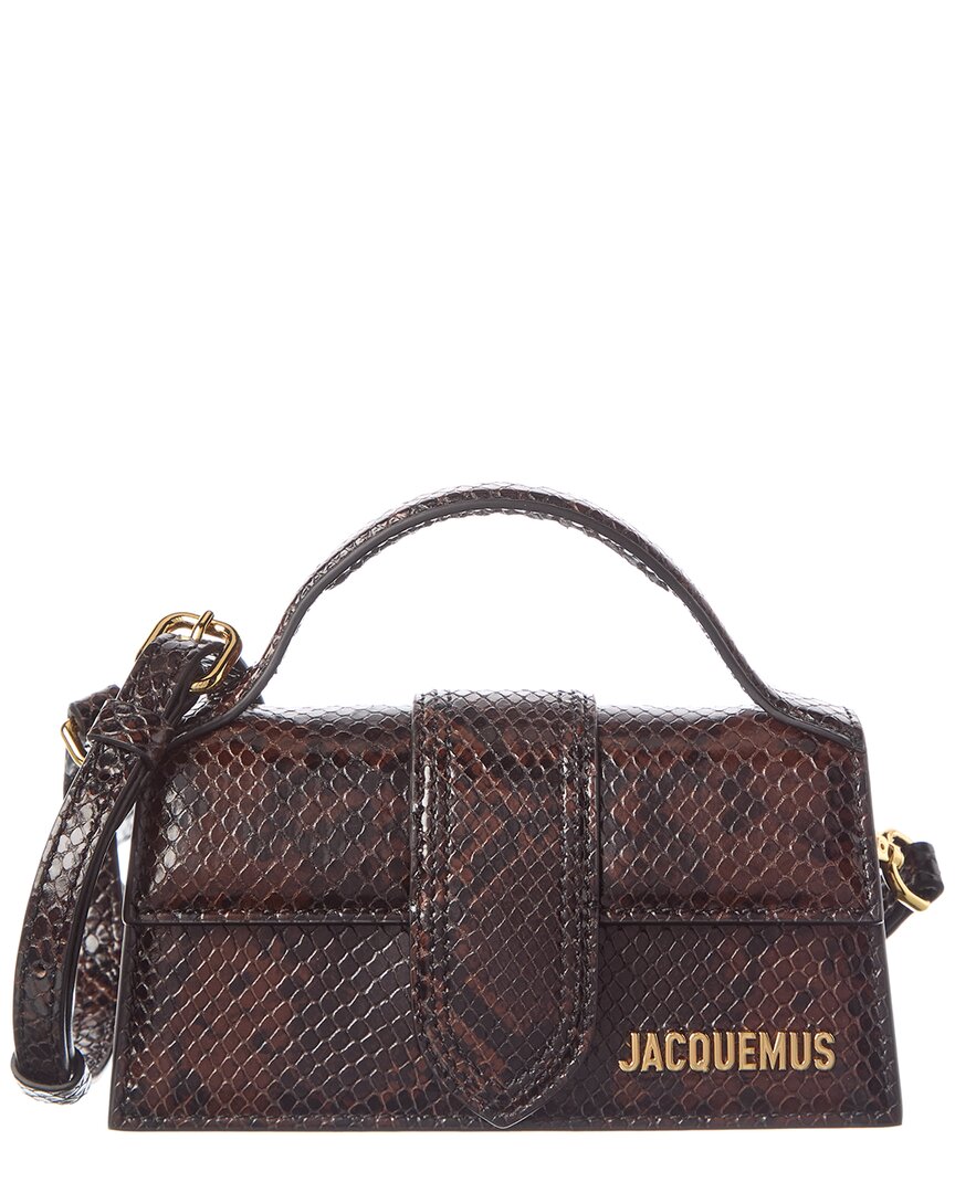 Jacquemus The Bambino Python-embossed Leather Shoulder Bag In Brown