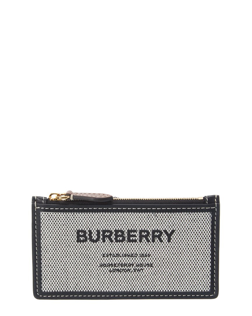 BURBERRY HORSEFERRY PRINT CANVAS & LEATHER CARD CASE