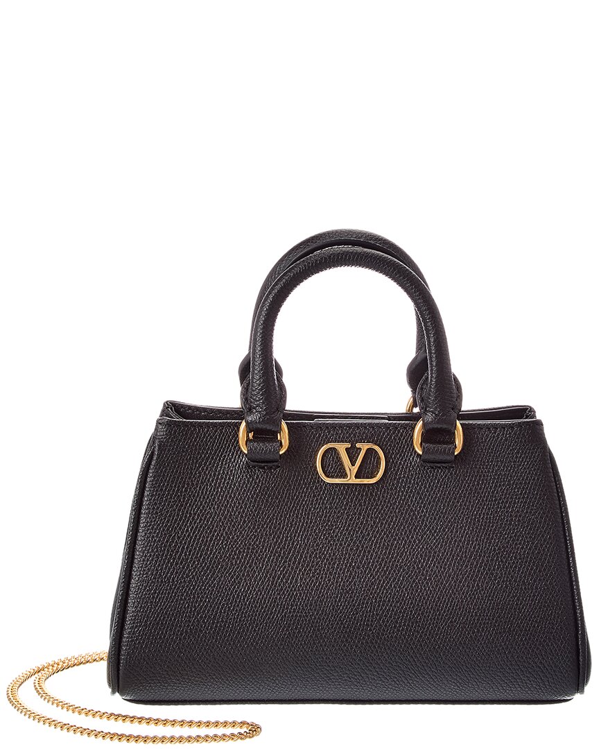 Valentino Garavani Valentino Vlogo Signature Mini Leather Satchel In Black
