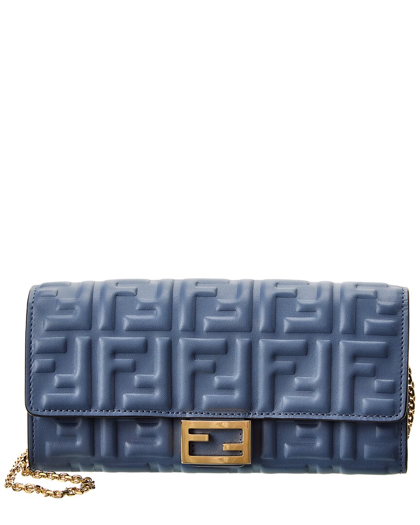 Fendi Baguette Chain Long Wallet Blue