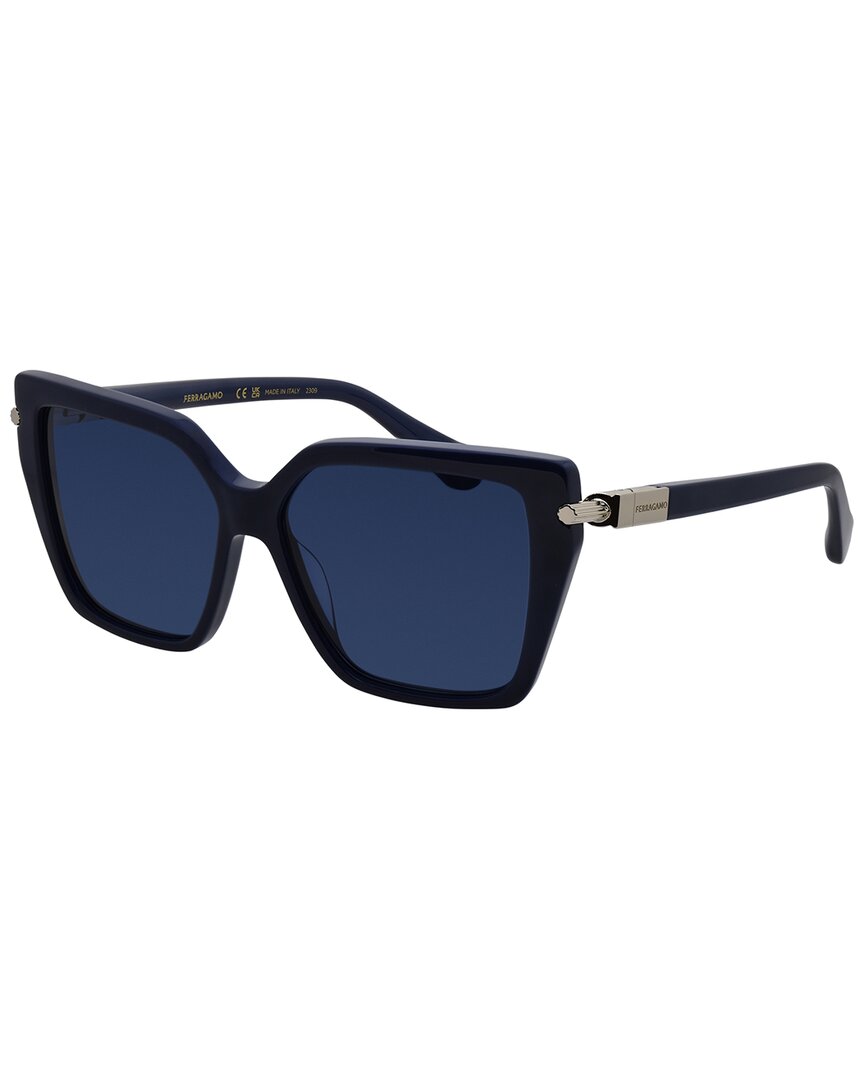 Ferragamo Sf 1106s 414 57mm Womens Butterfly Sunglasses In Blue