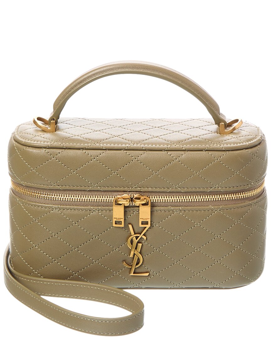 Saint Laurent Gaby Quilted Leather Vanity Bag In Neutral