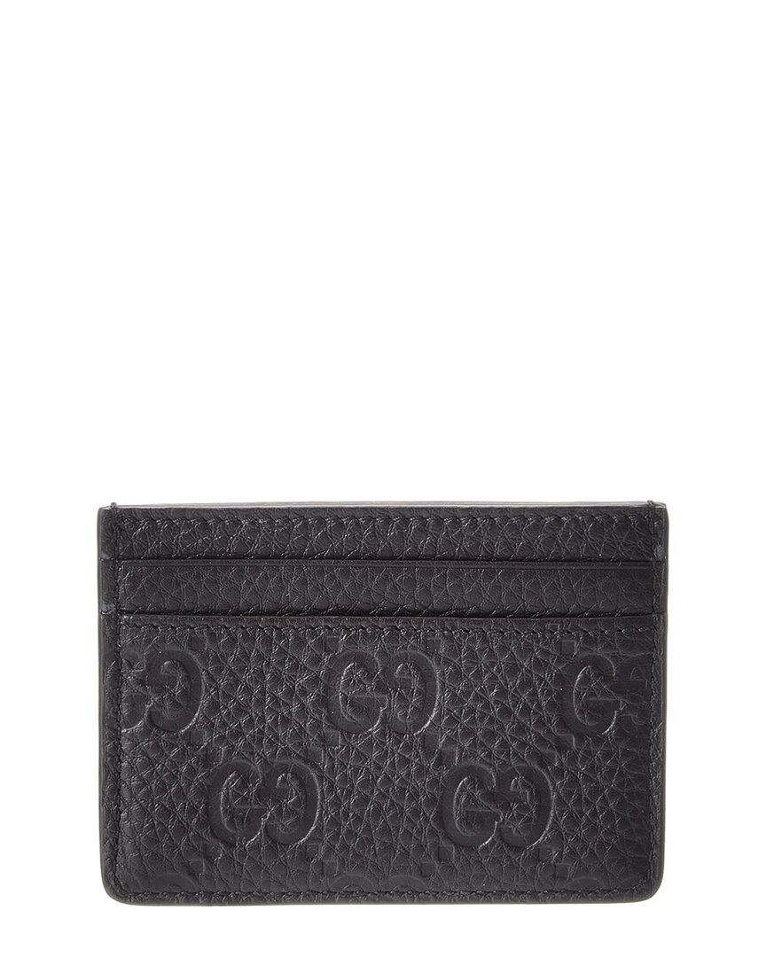 Gucci Gg Emblem Leather Card Case In Black