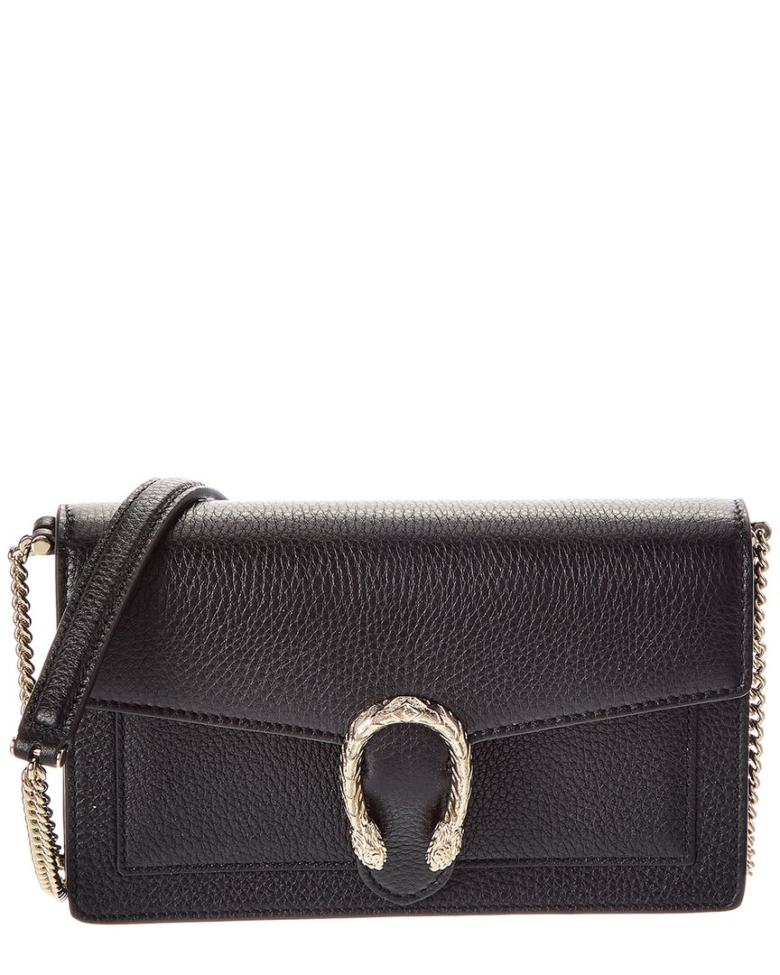 Gucci Dionysus Leather Wallet On Chain In Black