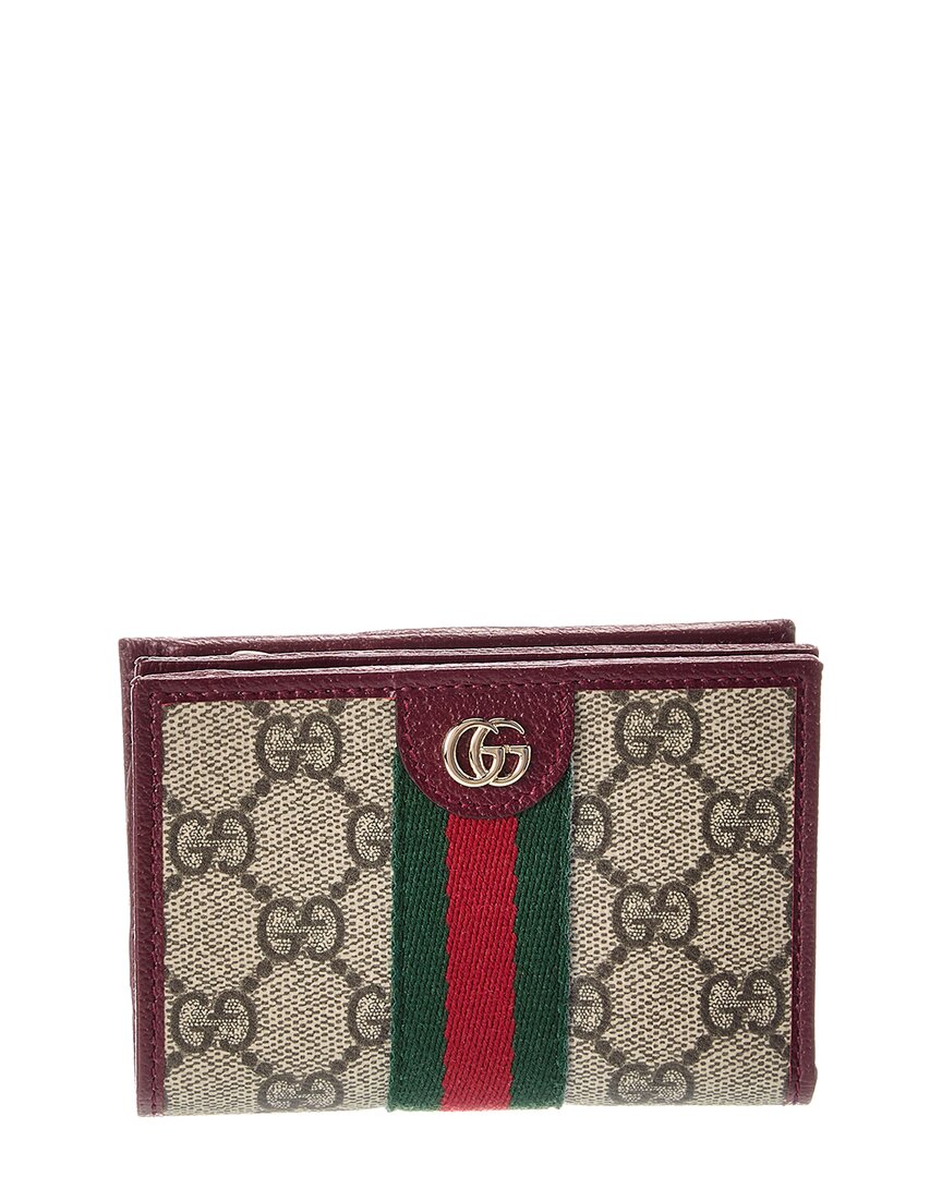 Gucci Ophidia Small Gg Supreme Canvas & Leather Card Case In Red
