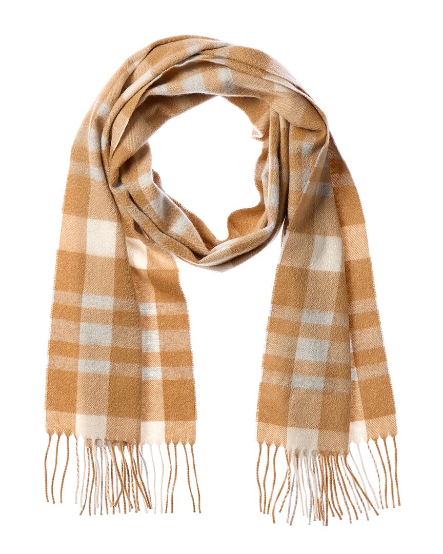 Amicale Cashmere Exploded Plaid Cashmere Scarf In Brown
