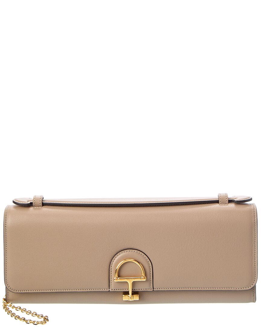 Gucci 73 Leather Clutch In Brown