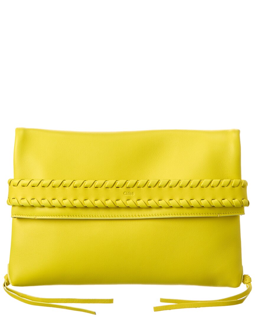 Mony Leather Clutch in Yellow - Chloe