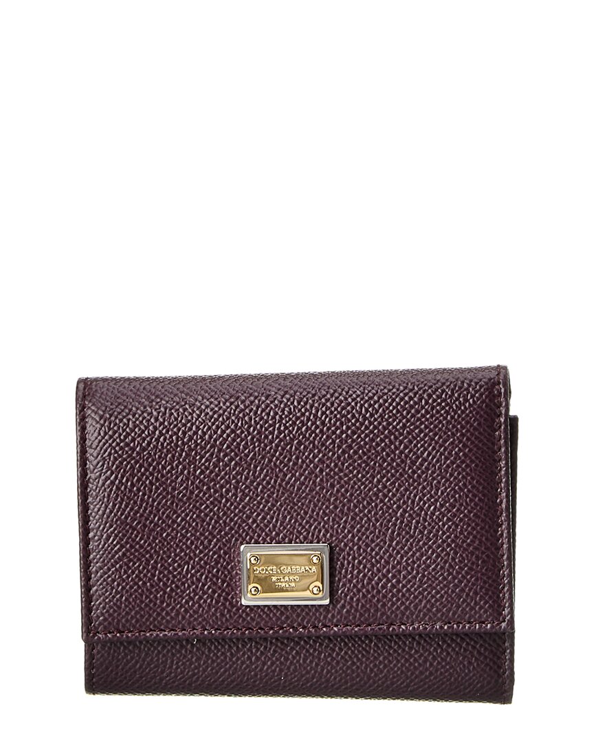 Dolce & Gabbana Dauphine Leather Flap Wallet In Purple