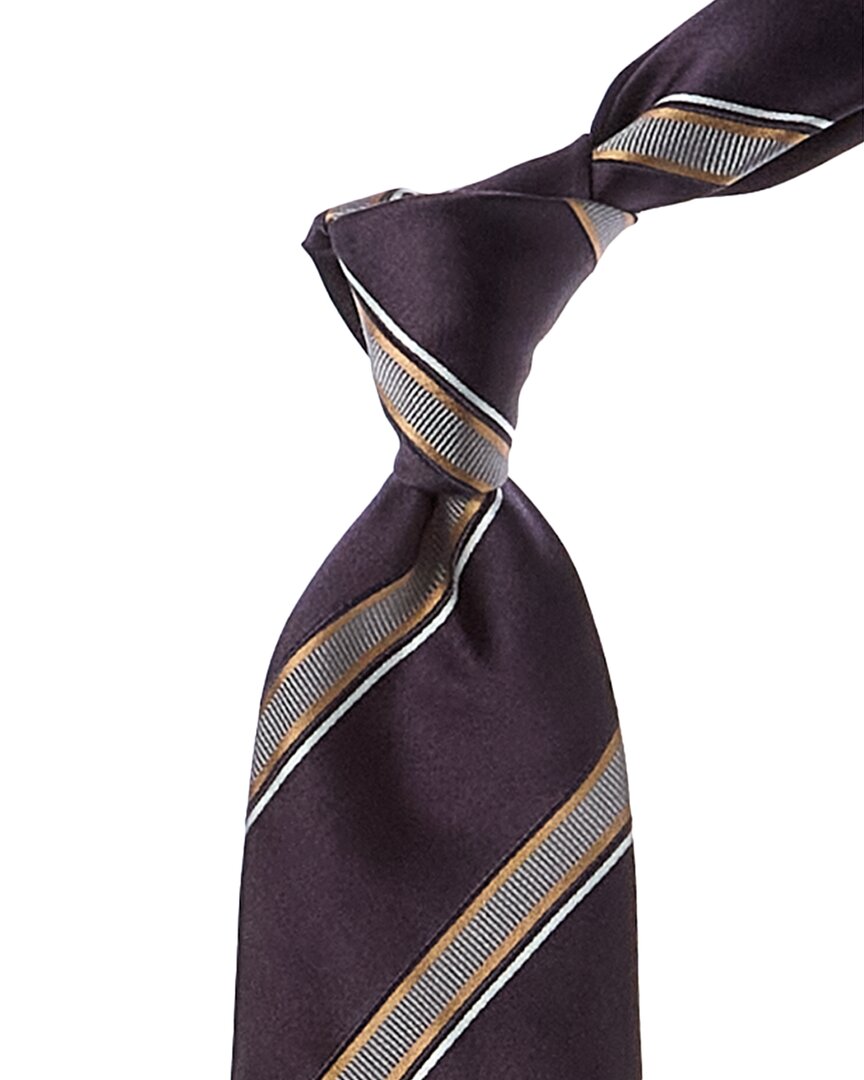 Brunello Cucinelli Navy Diagonal Stripe Silk-blend Tie