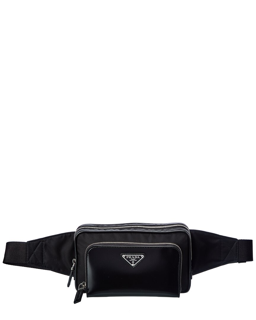 PRADA Re-Nylon Leather Belt Bag Black