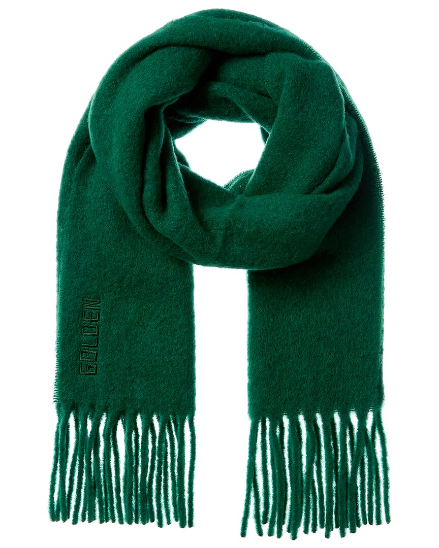 Golden Goose Journey Scarf Alpaca Wool Brushed With Long Fringe In Green