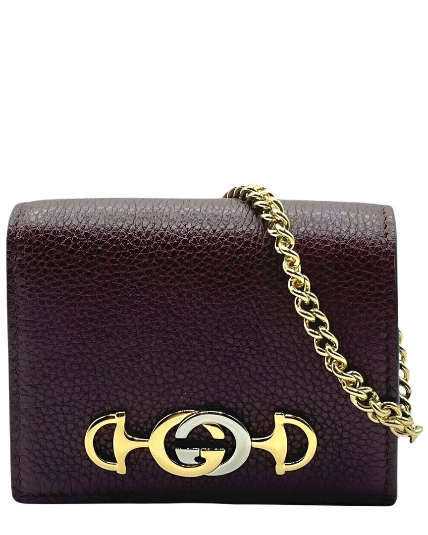 Gucci Leather Bifold Wallet In Burgundy