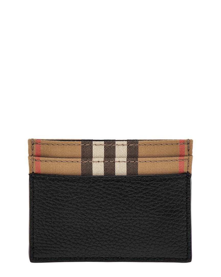 Burberry Sandon Check Canvas & Leather Card Case In Black