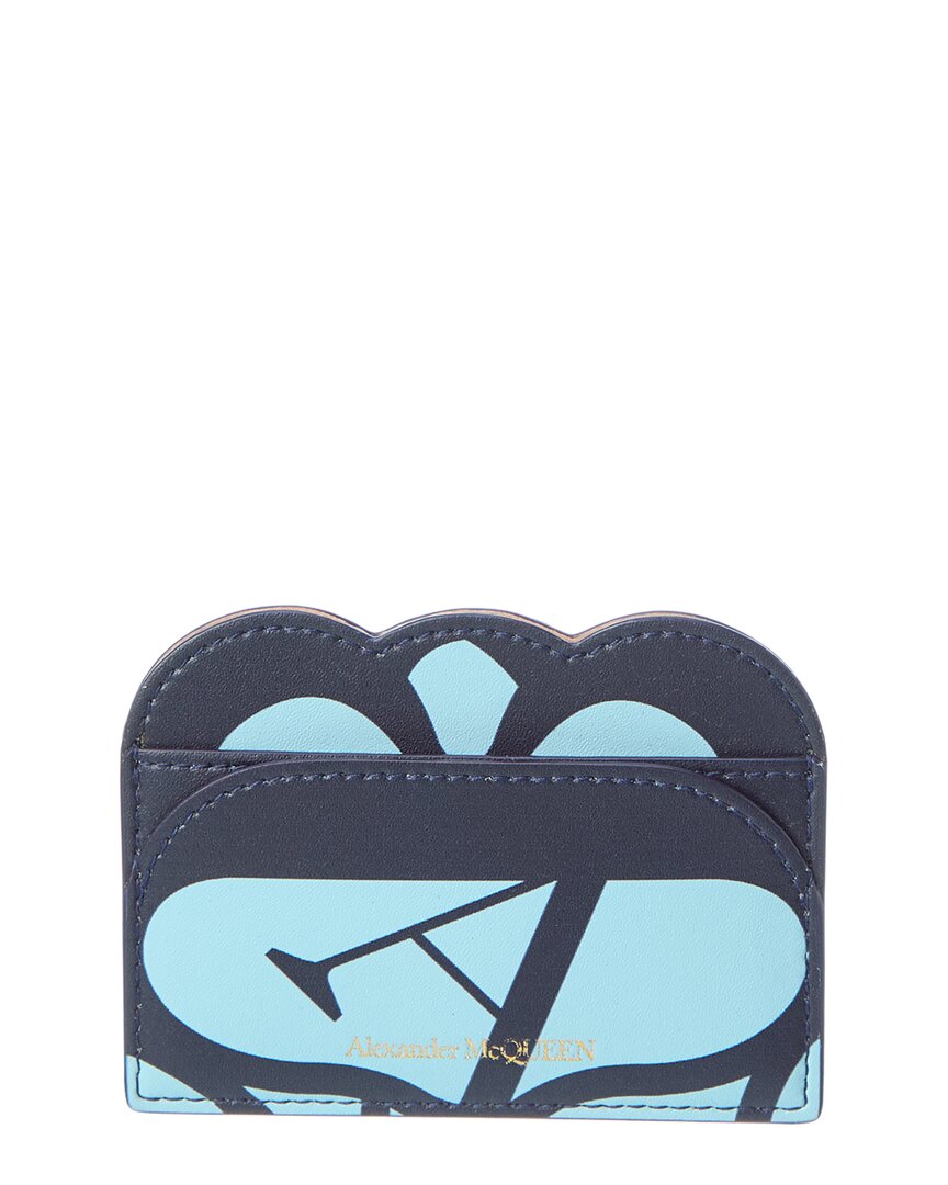 Alexander Mcqueen Leather Card Case In Blue