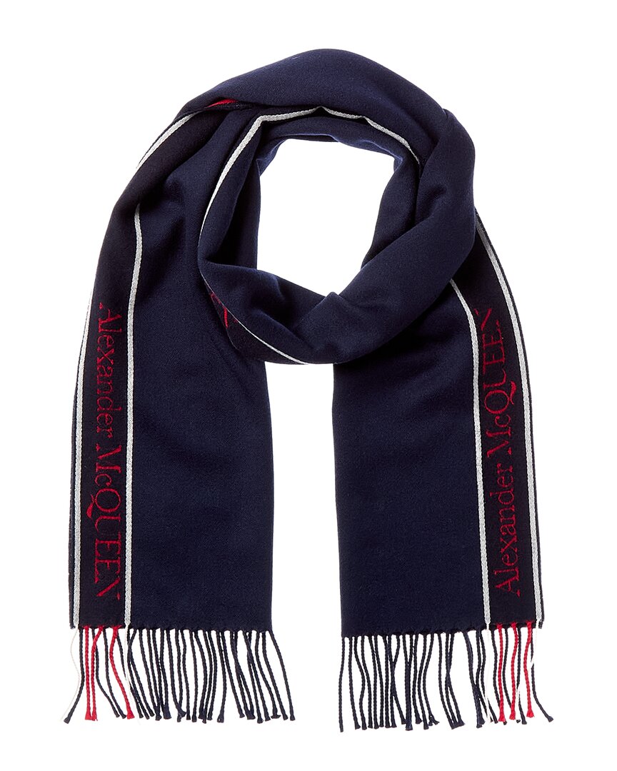 Alexander Mcqueen Selvedge Wool & Cashmere-blend Scarf In Black