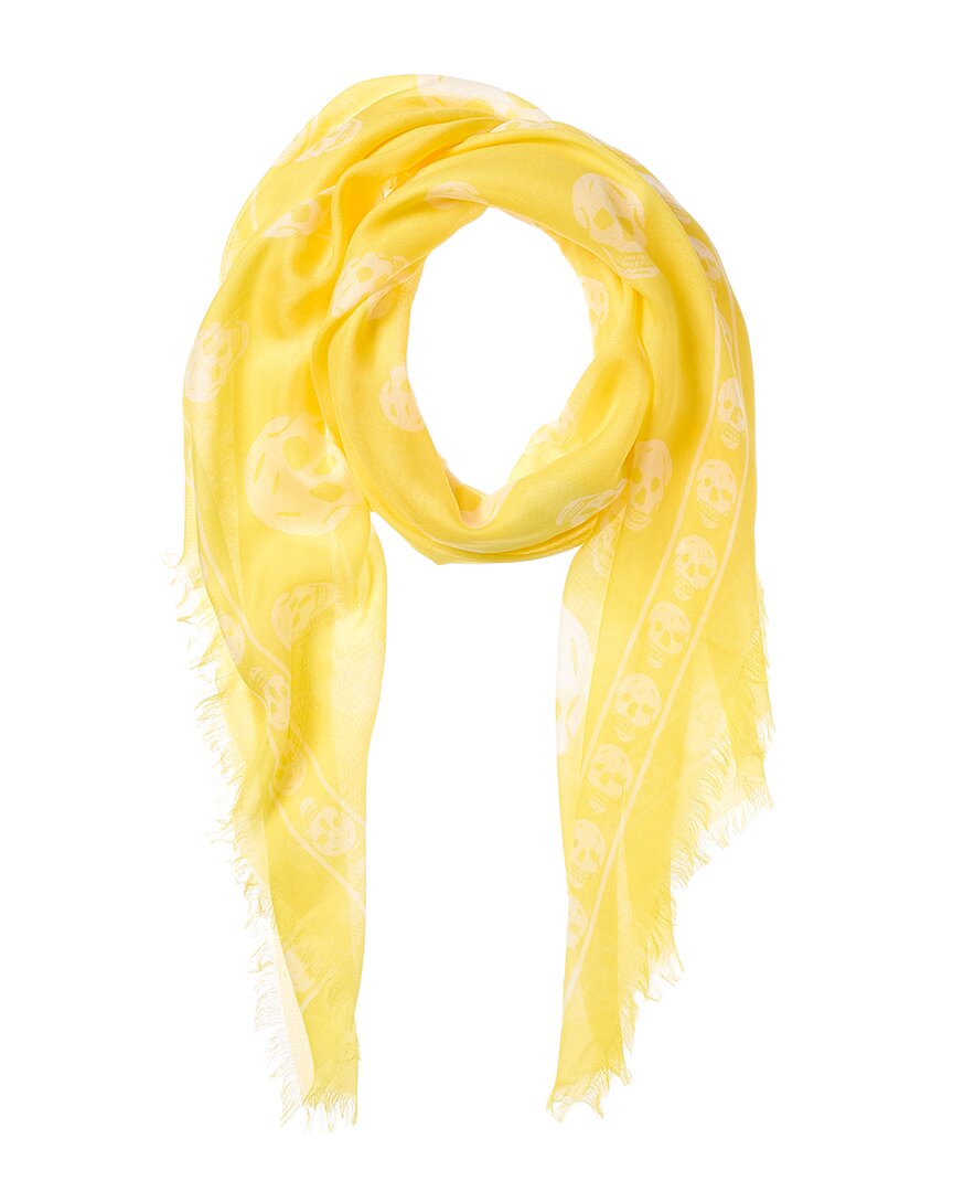 Alexander Mcqueen Classic Silk-blend Scarf In Yellow
