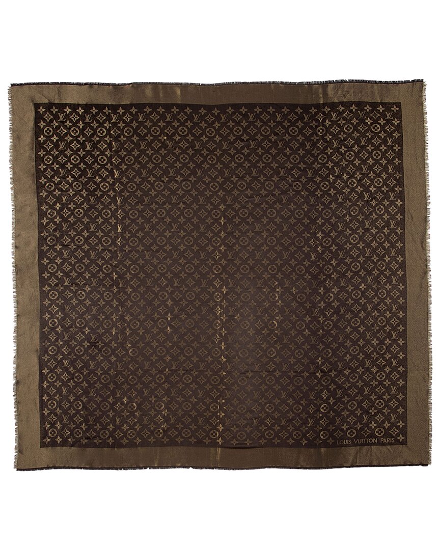 Pre-owned Louis Vuitton Silk Lurex Wool Monogram Shine Shawl (authentic Pre-loved)