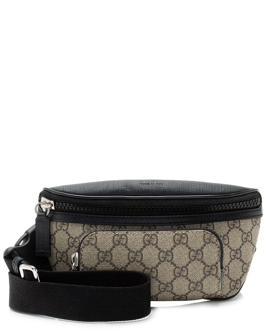 Gucci Beige Gg Supreme Canvas Belt Bag (authentic Pre-loved) In Black