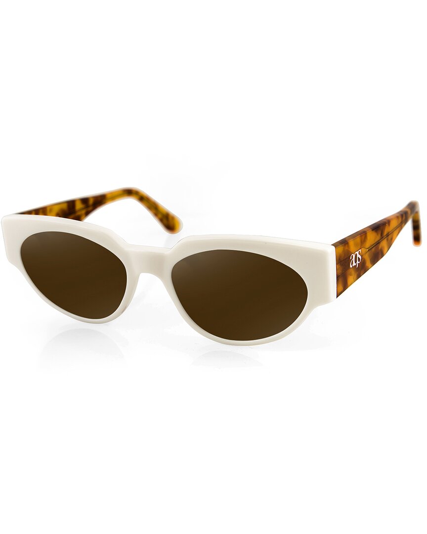 Aqs Unisex Maddy 52mm Polarized Sunglasses In White