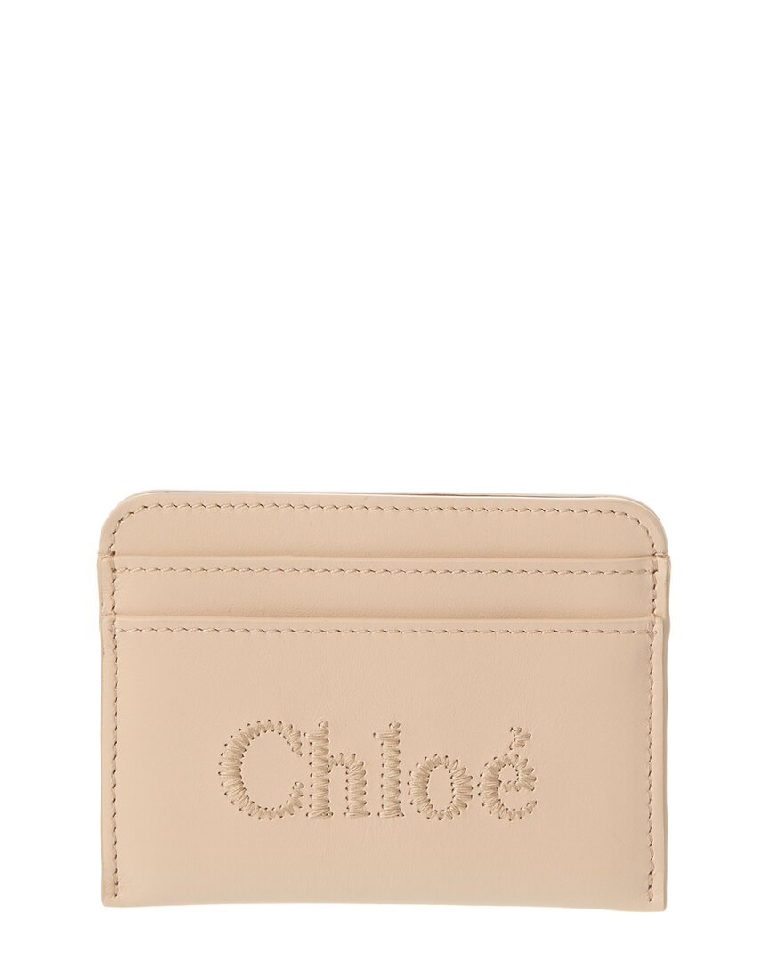 Chloé Sense Leather Card Holder In Pink