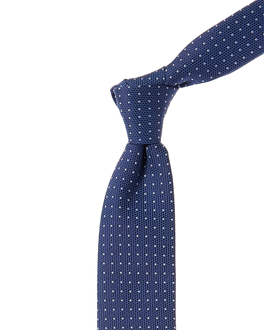 Shop Hugo Boss Boss  Open Blue Dots Silk Tie
