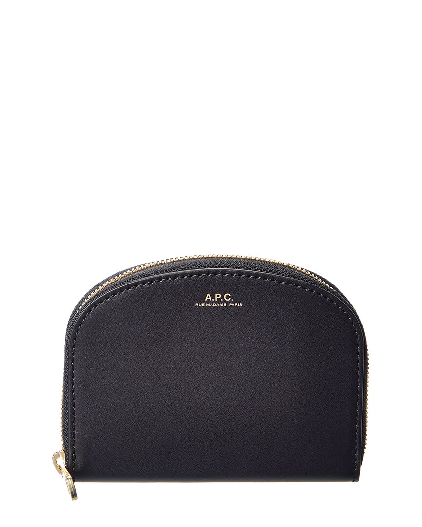 A.p.c. Zip Around Leather Coin Purse In Black
