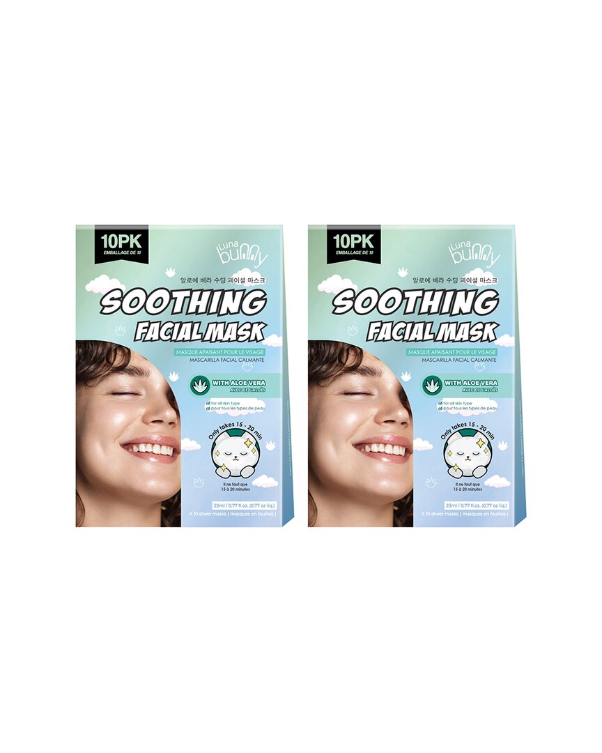 Luna Bunny Unisex 0.74oz Soothing Facial Mask Aloe Vera 2 X 10 Pack